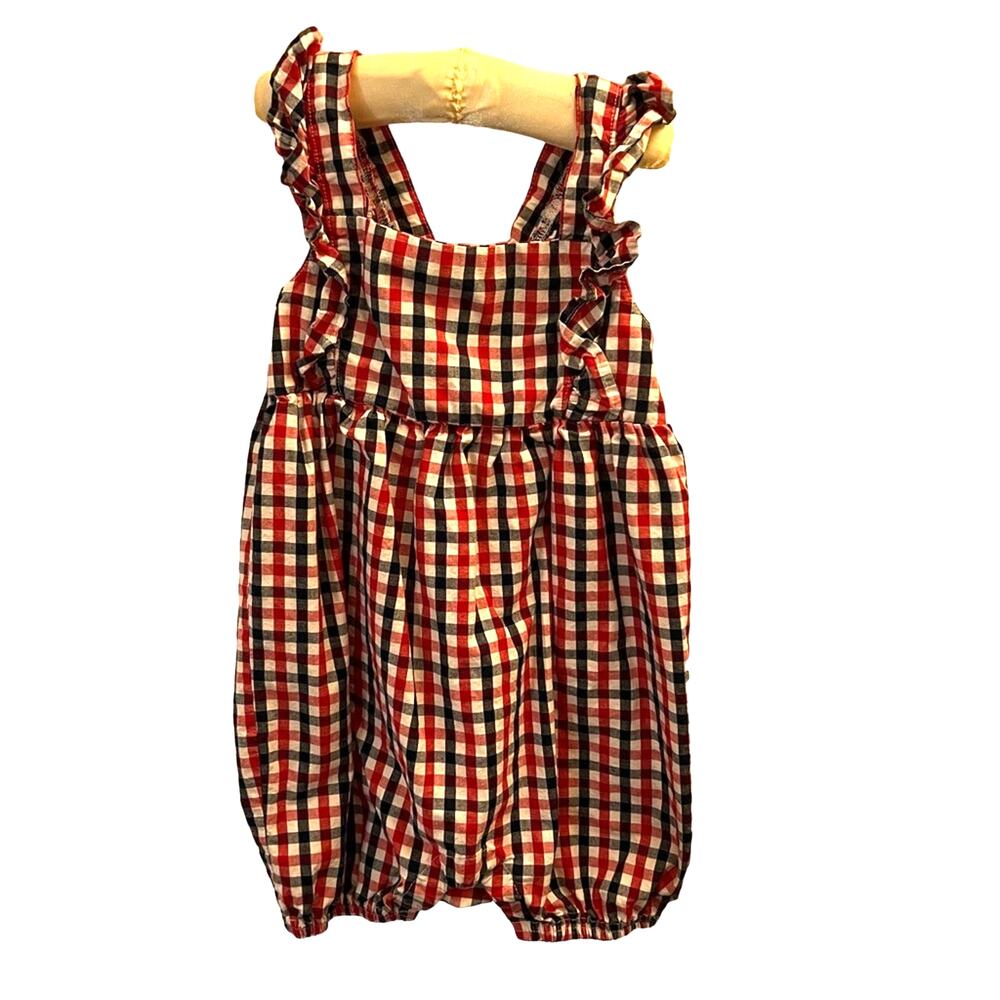 Baby Girl 18 months Ruffle Sleeveless Checkered Pattern Romper